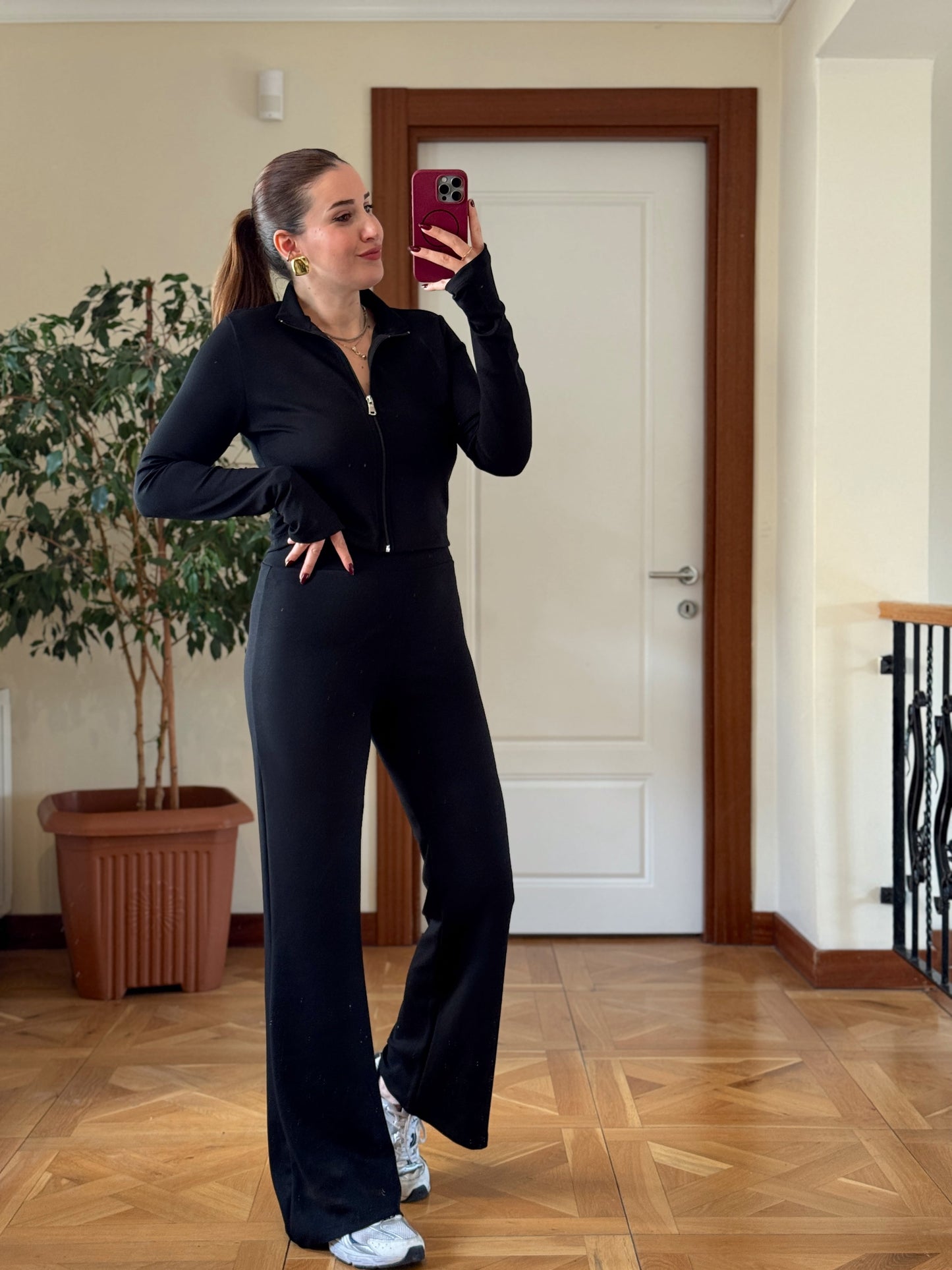 Modal Tam boy Fermuarlı Takım Siyah