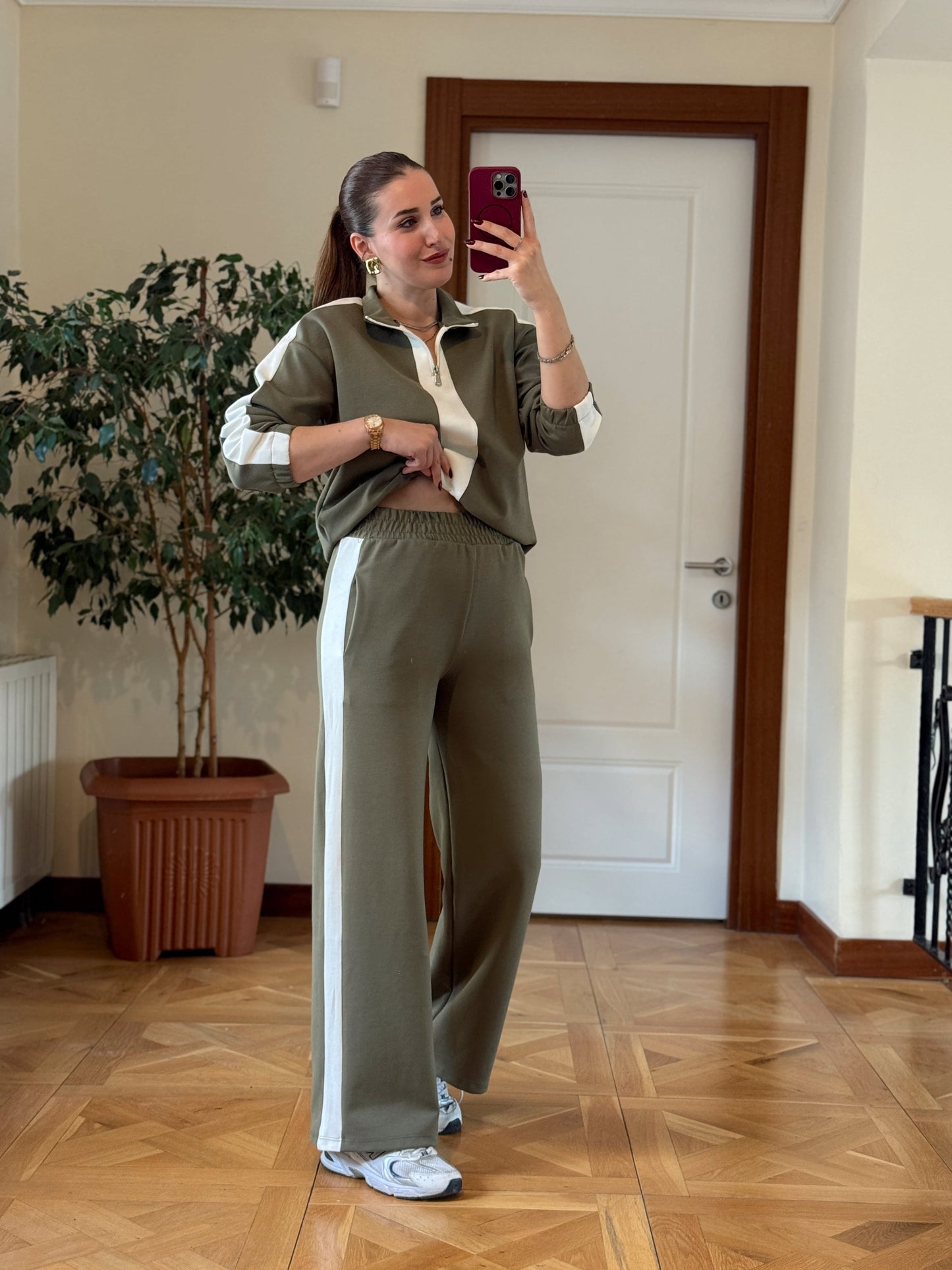 Yarım Fermuarlı Modal Takım Yeşil