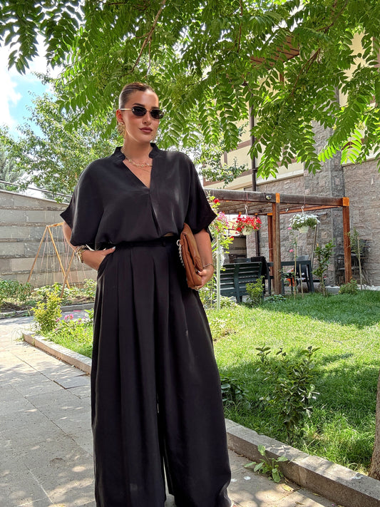 Oversize tensel ikili takım SİYAH