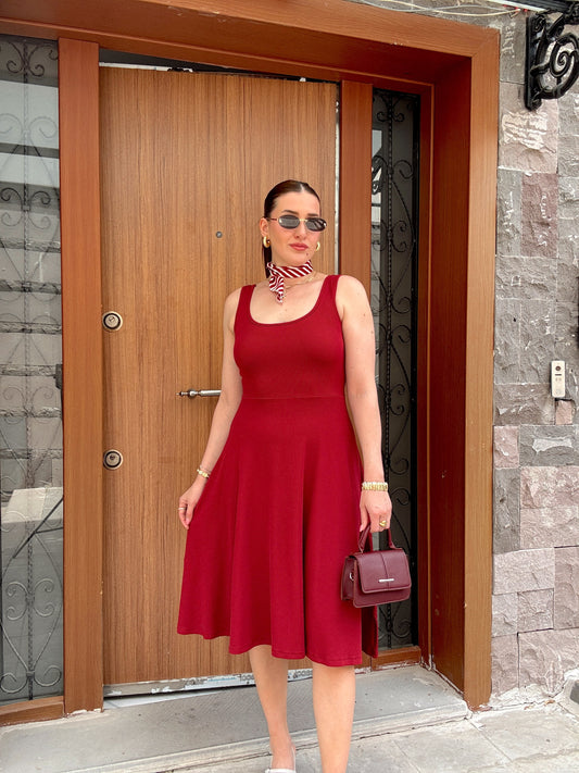 Askılı KILOS Elbise Bordo