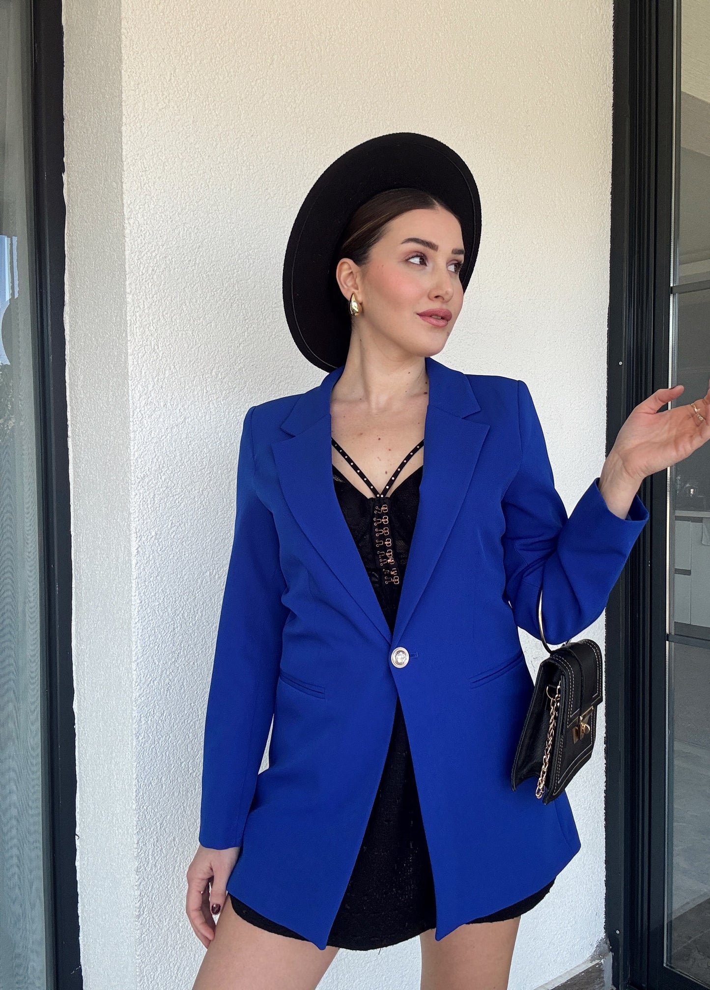 Gümüş Düğme ADELE Astarlı Ceket - SAKS MAVİ
