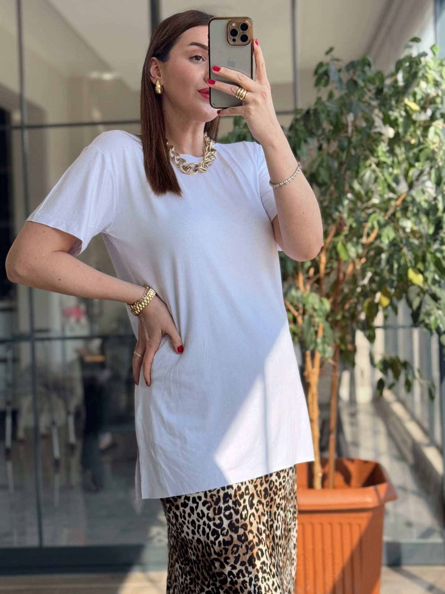 Viskon Sıfır Yaka Kısa Kol Tişört - BEYAZ