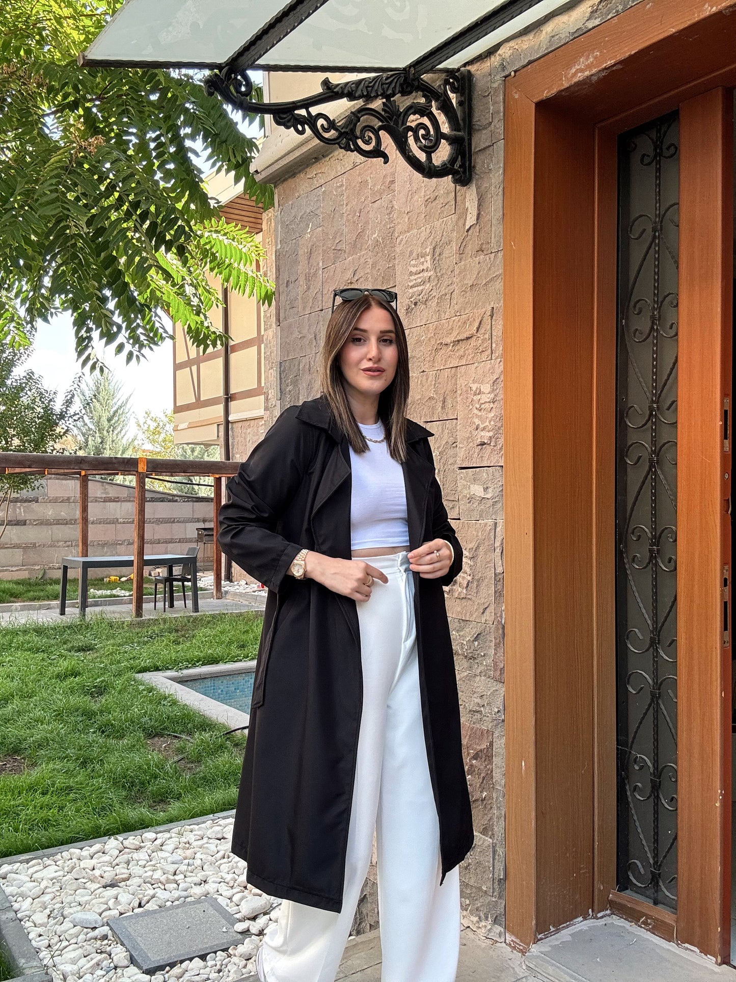 Kuşaklı UZUN ASTARSIZ Trenchcoat - SİYAH