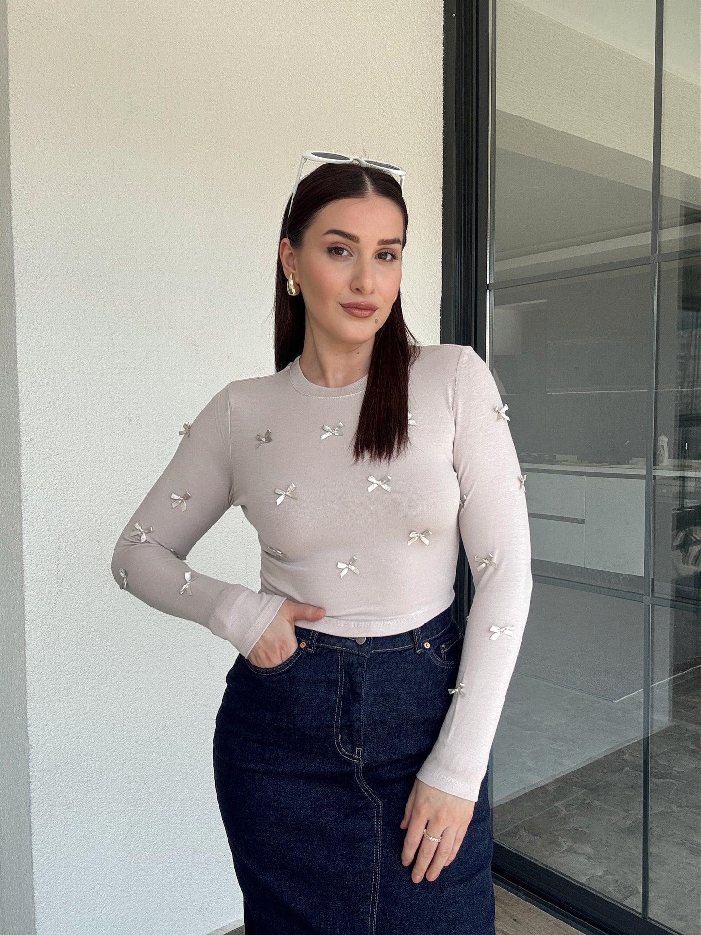 Fiyonklu Crop Bluz TAŞ
