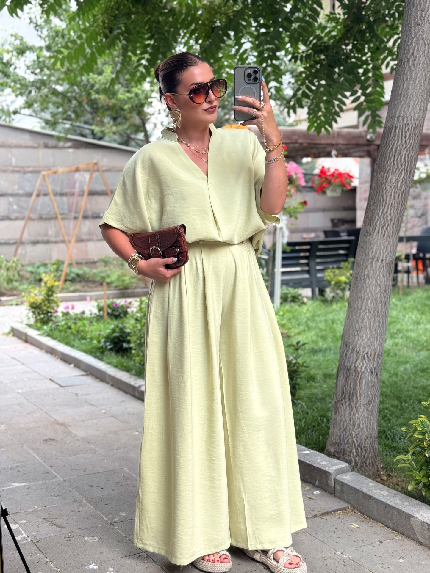 Oversize tensel ikili takım MİNT YEŞİLİ