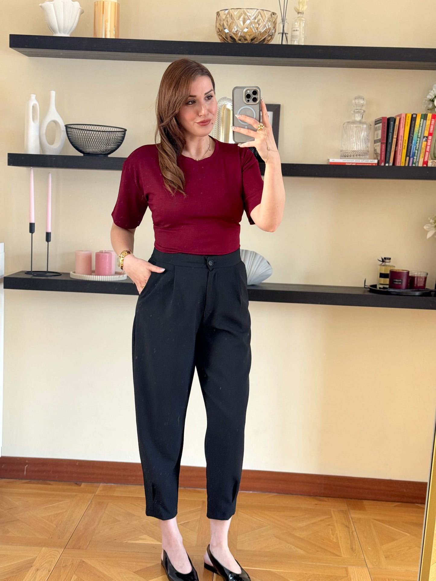 Arka bağlamalı Tişört Bordo