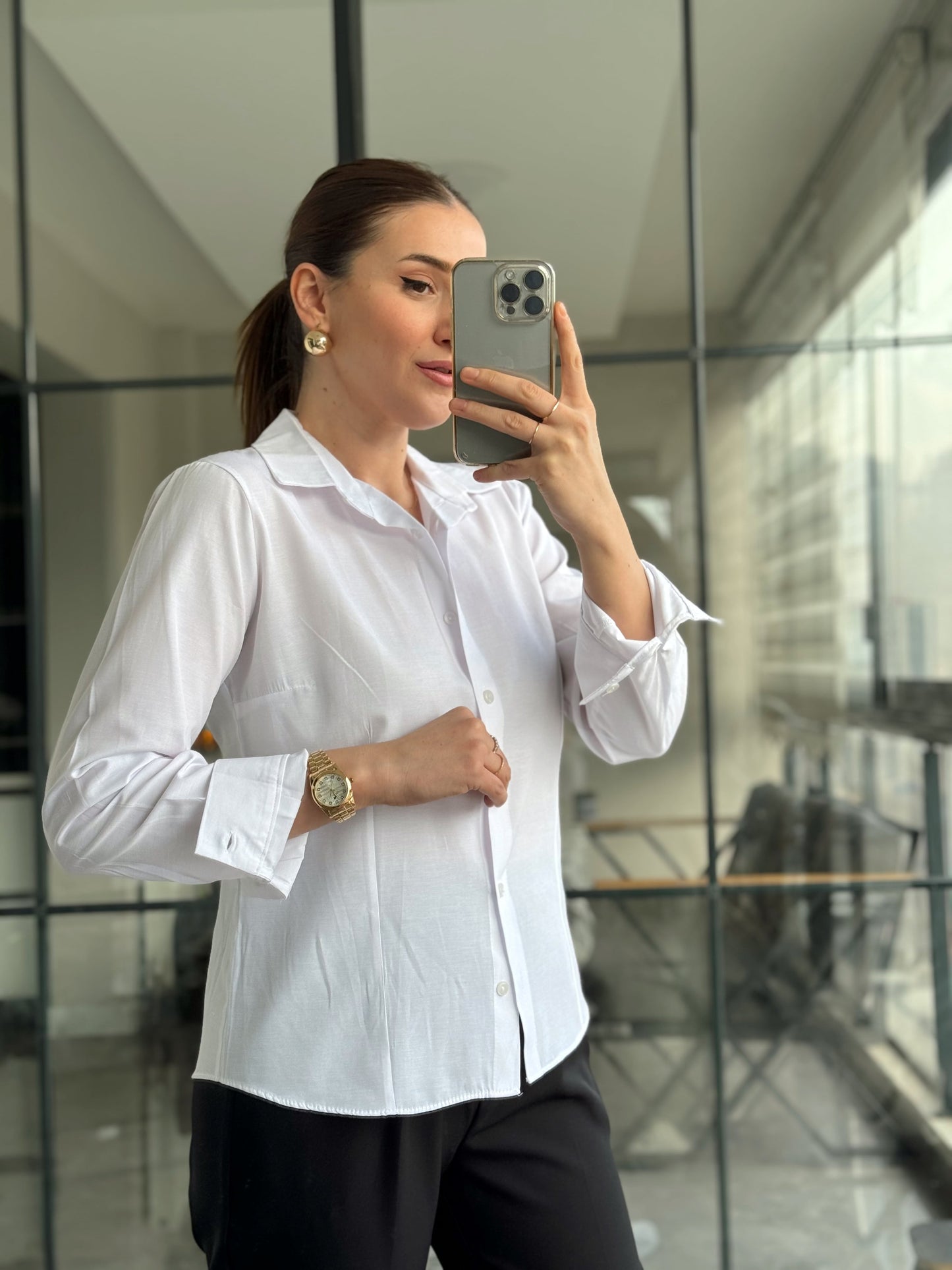 Pensli Linda Gömlek - BEYAZ