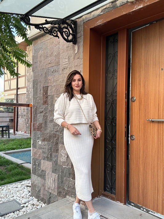Fitilli Elbiseli Bluz Takım LATTE
