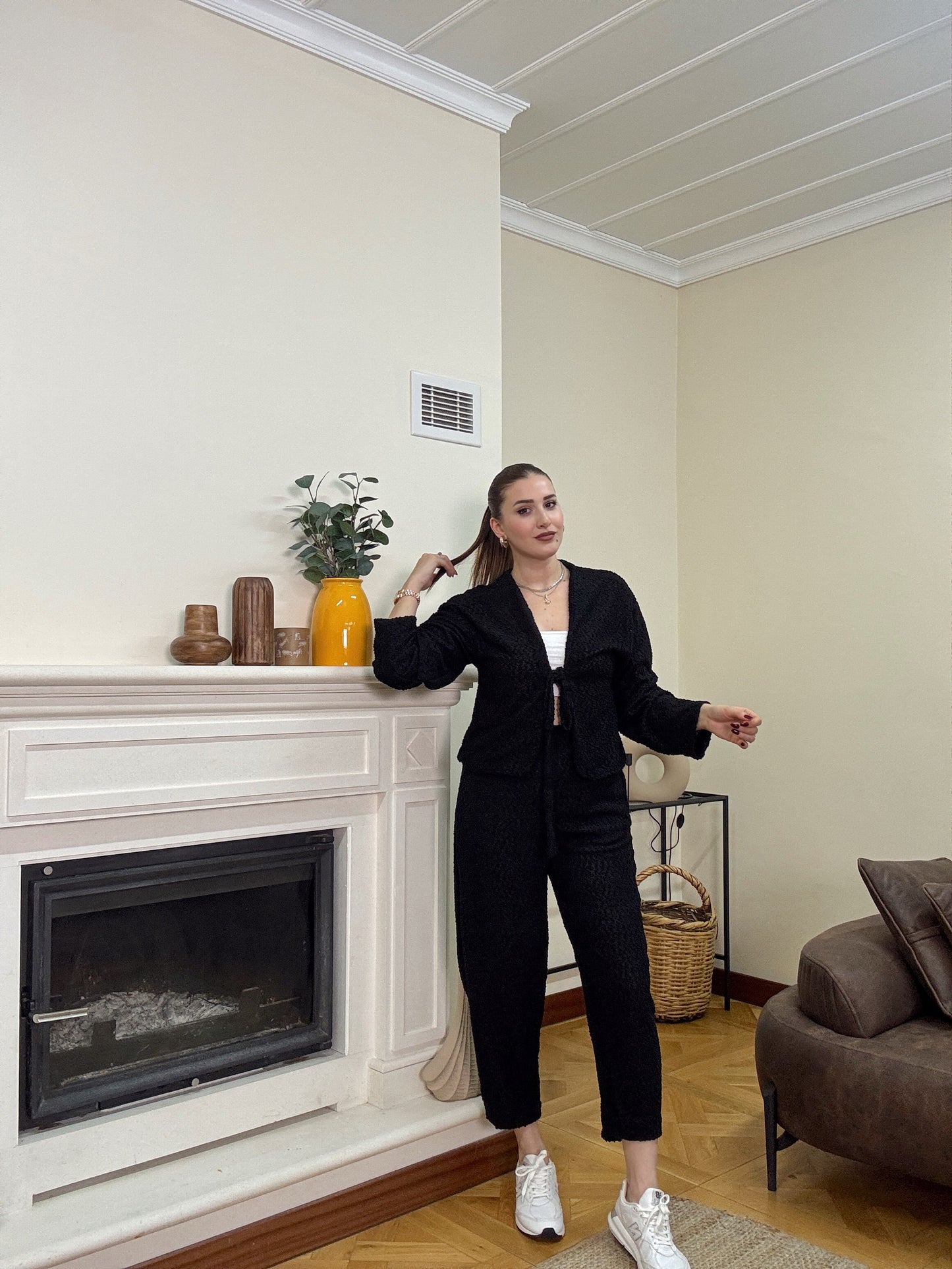 Bağlama detay örgü takım-SİYAH