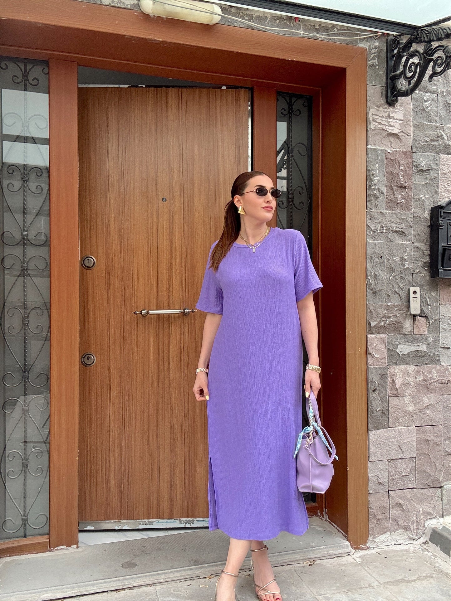 Oversize Salaş Elbise Lila
