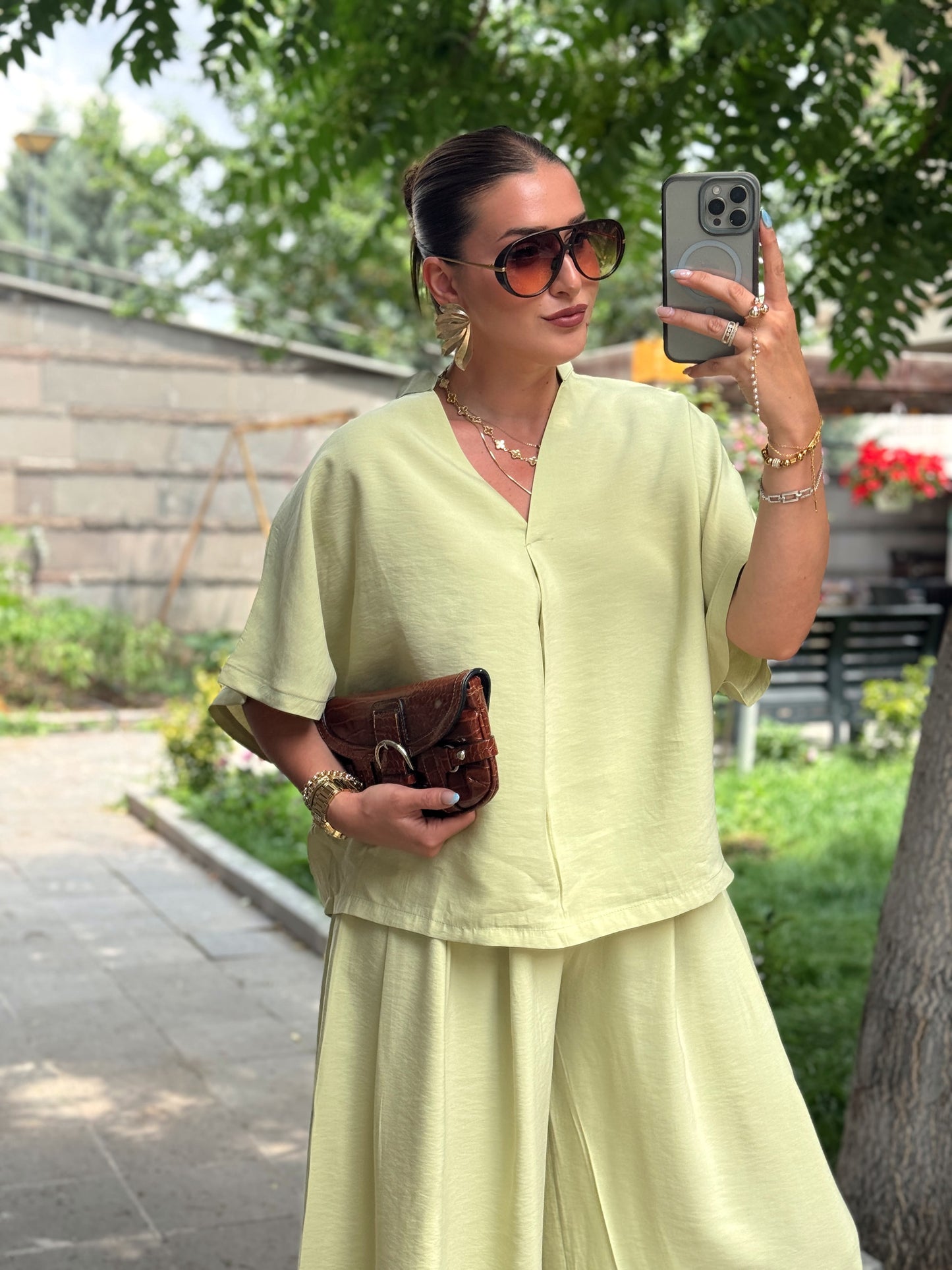 Oversize tensel ikili takım MİNT YEŞİLİ