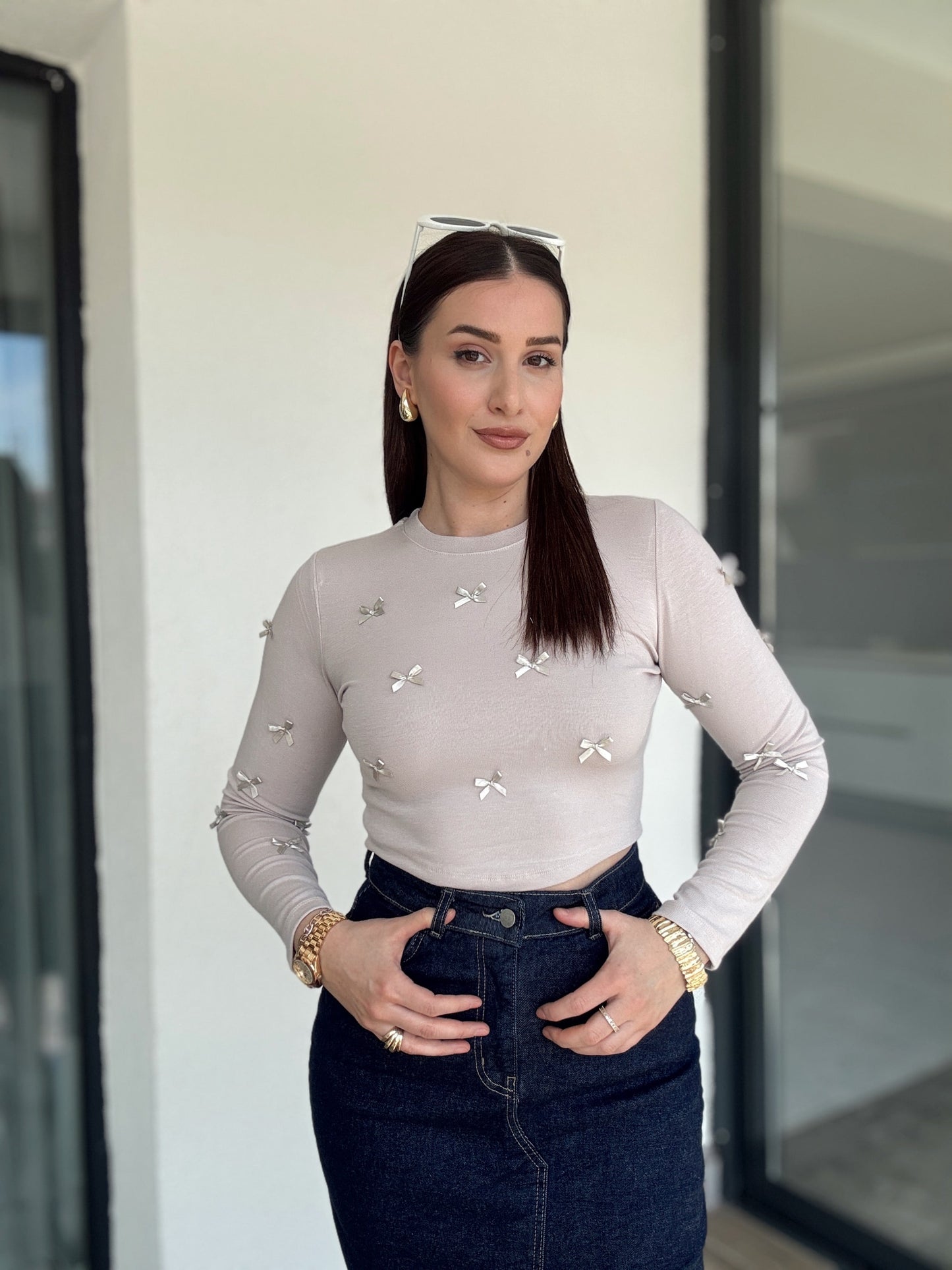 Fiyonklu Crop Bluz TAŞ