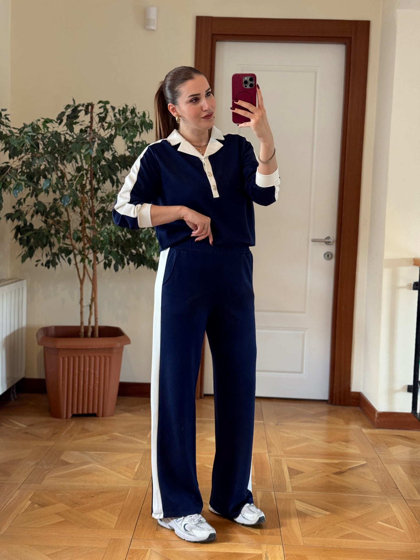 Denizci yaka modal takım LACİVERT