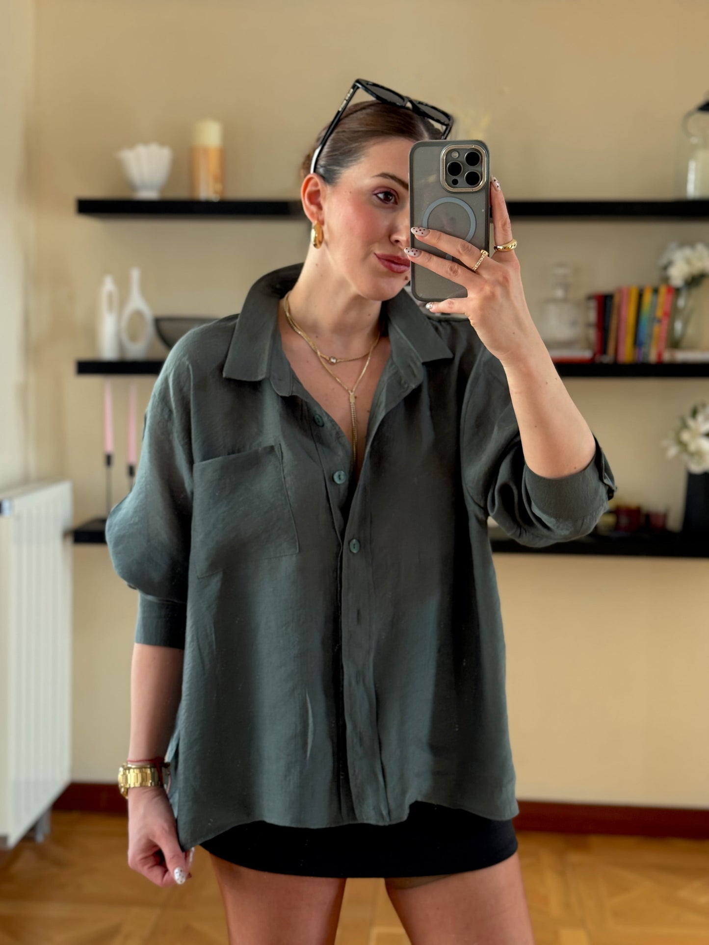 Oversize Premium Gömlek Haki