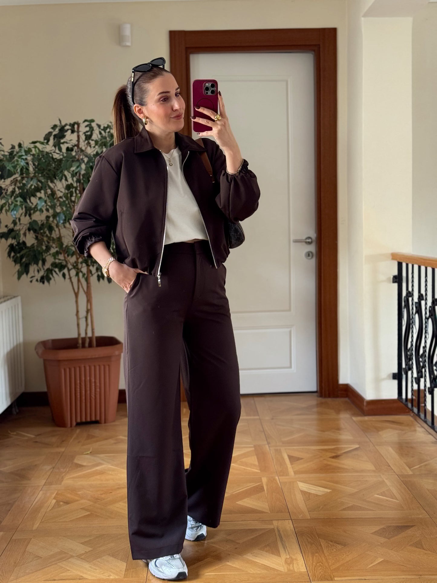 TİNA Bel büzgülü cepli premium ceket KAHVERENGİ