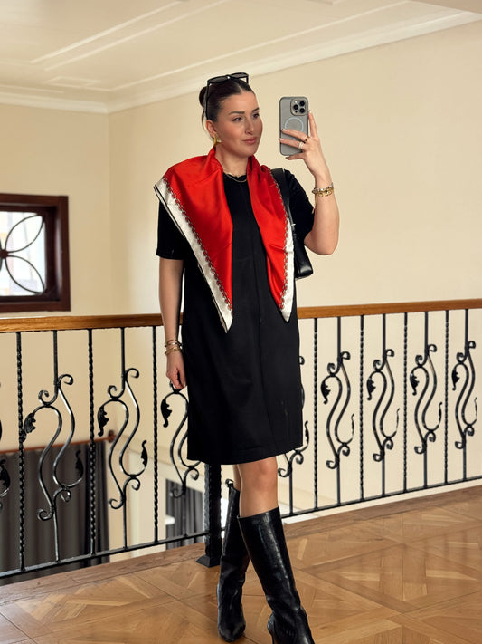 Kısa Kollu Triko Elbise-SİYAH