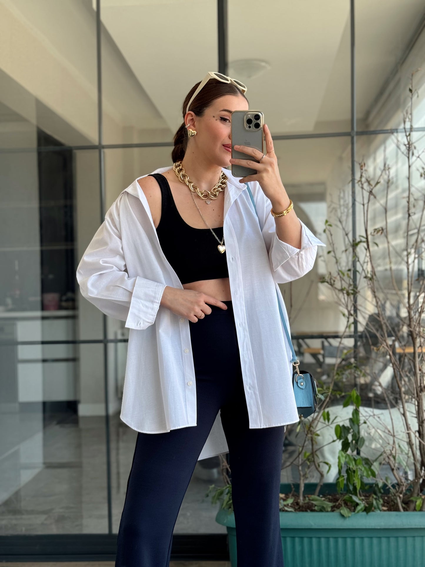 Basic Oversize  Gömlek - BEYAZ