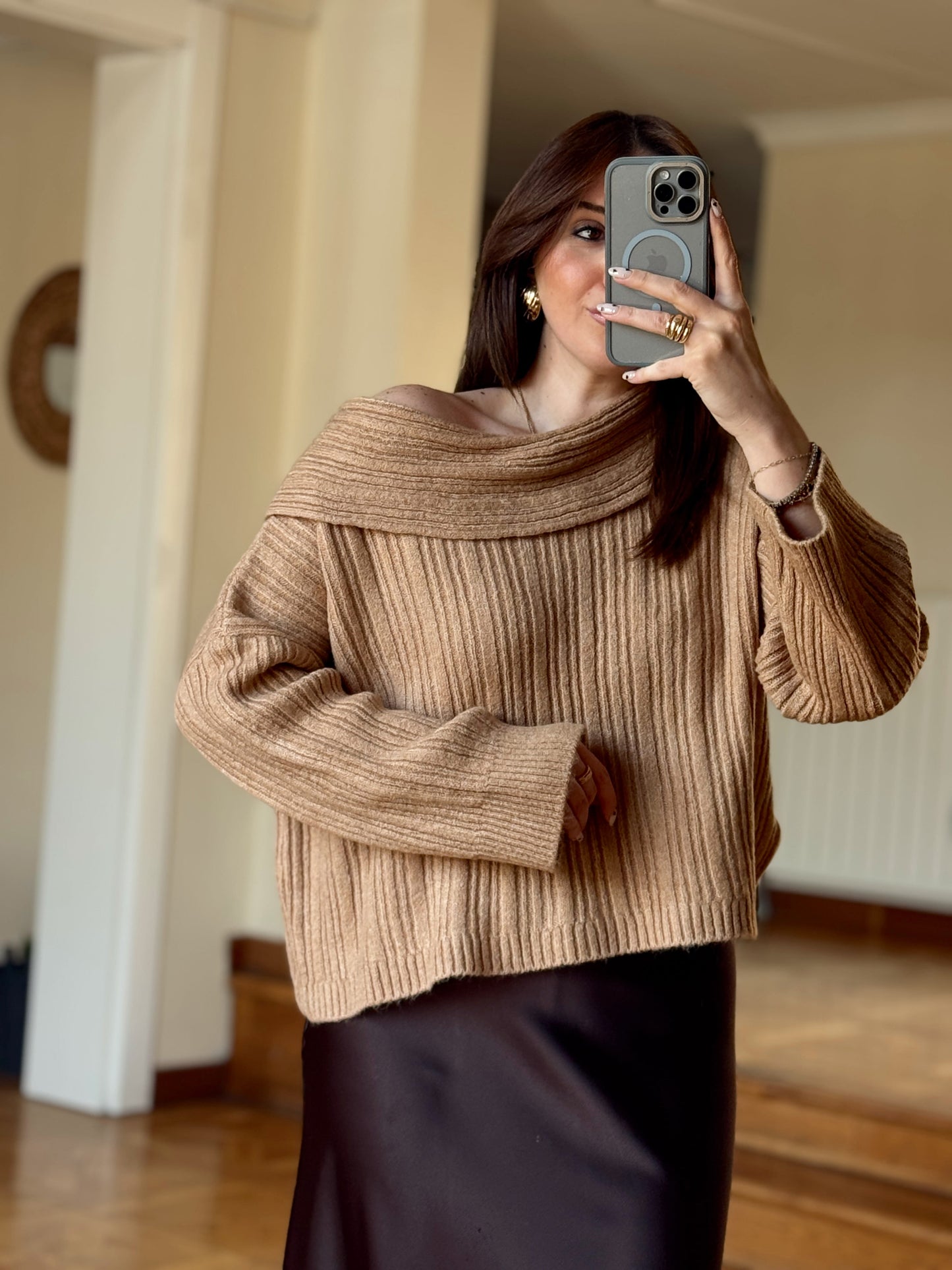 Degaje Yaka Bluz -CAMEL