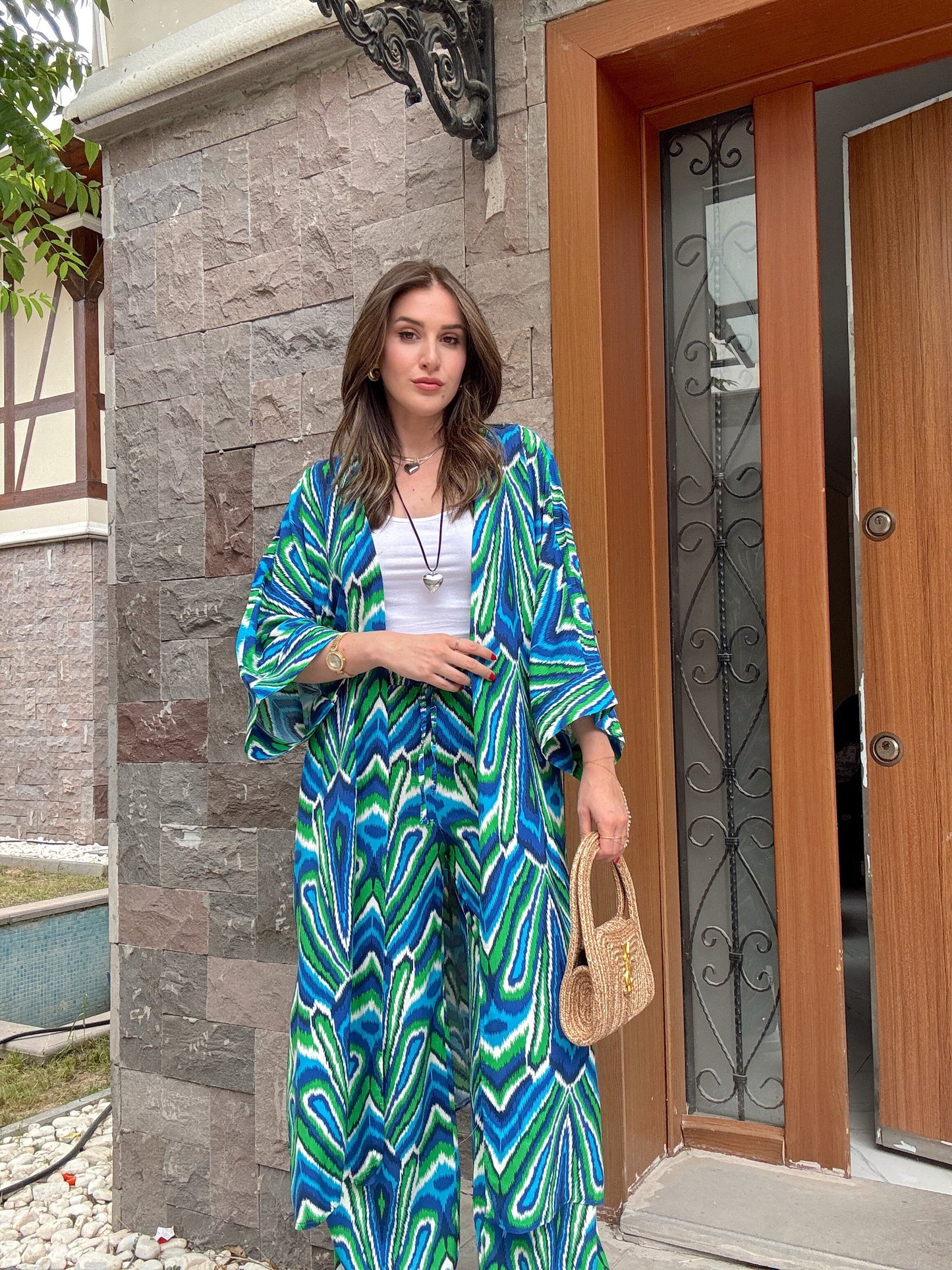 Desenli Kimono Takım Mix
