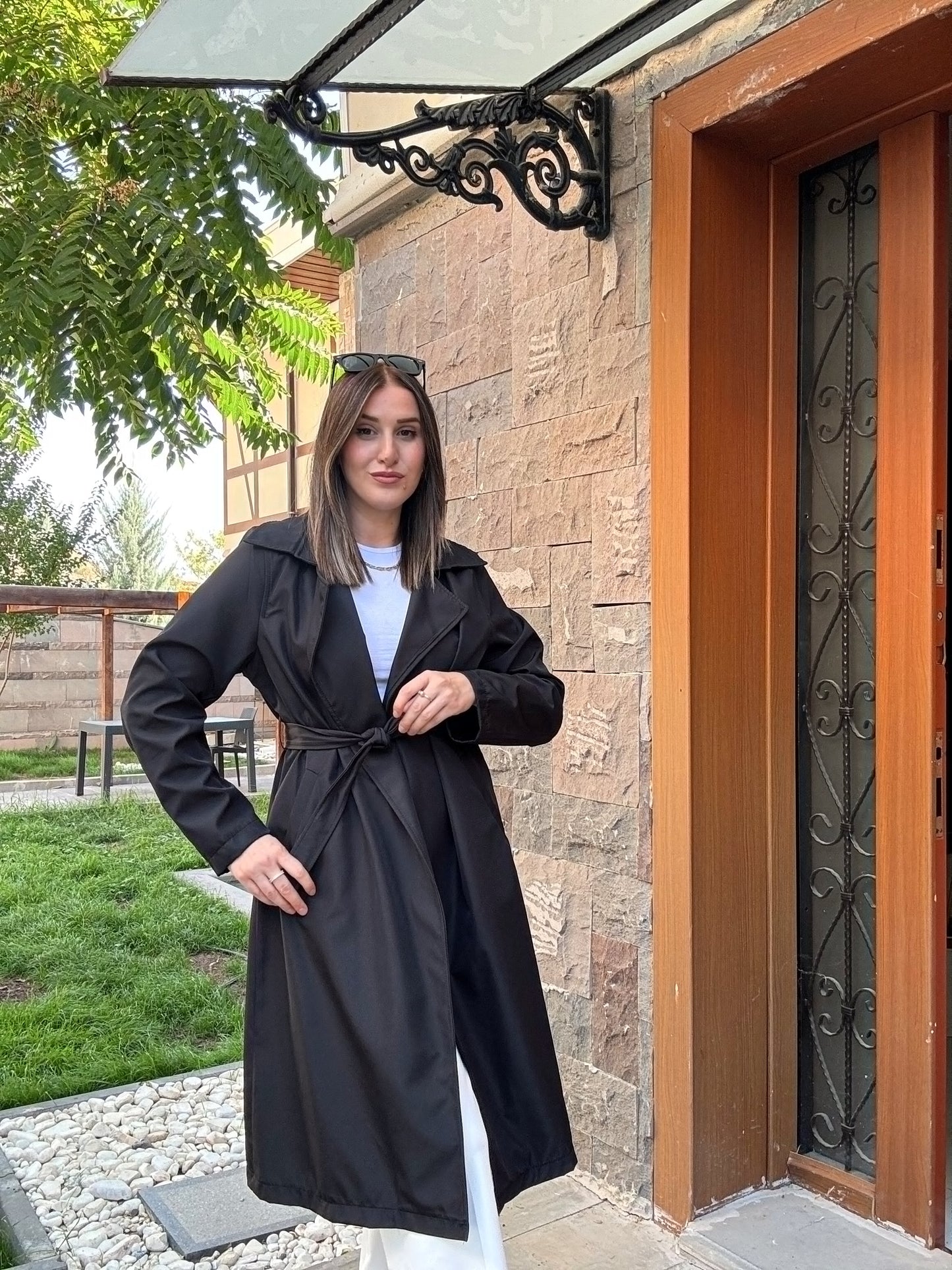 Kuşaklı UZUN ASTARSIZ Trenchcoat - SİYAH