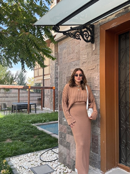 Yürütme Örgü Triko Takım - CAMEL