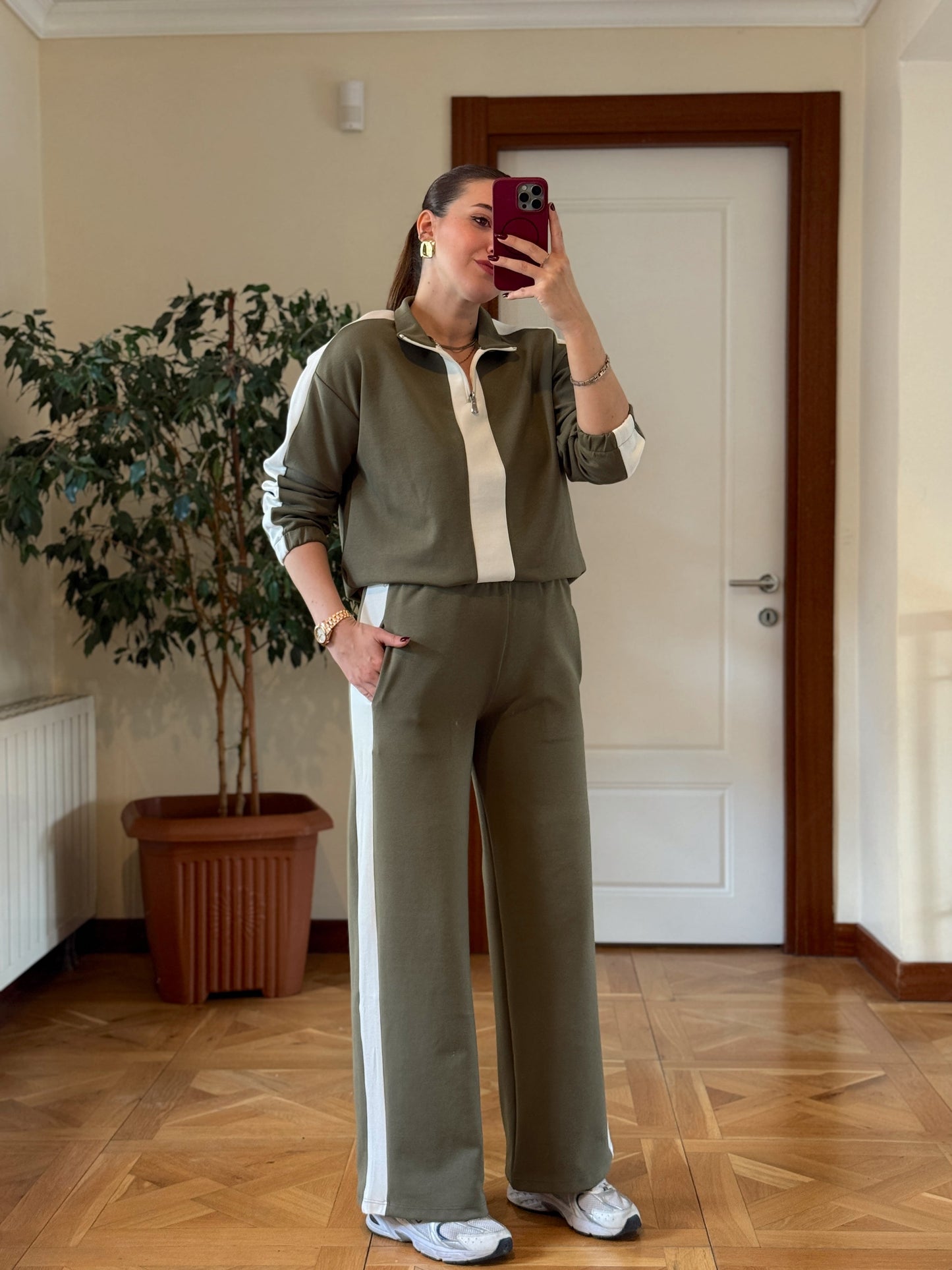 Yarım Fermuarlı Modal Takım Yeşil