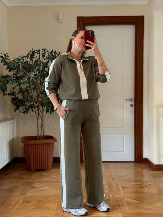 Yarım Fermuarlı Modal Takım Yeşil