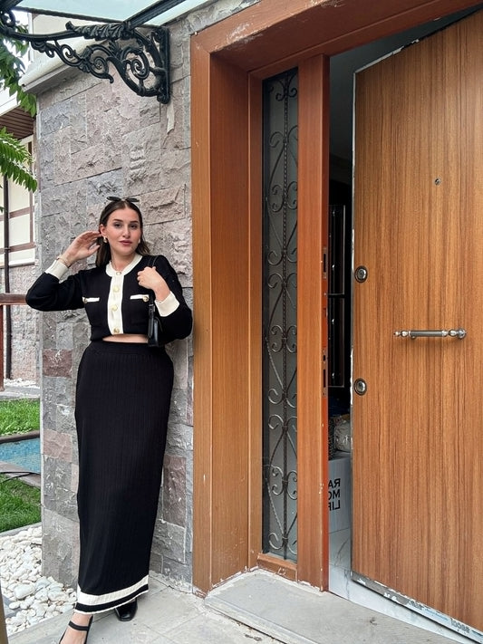 Maria Etekli Çift Renk Premium Takım - SİYAH
