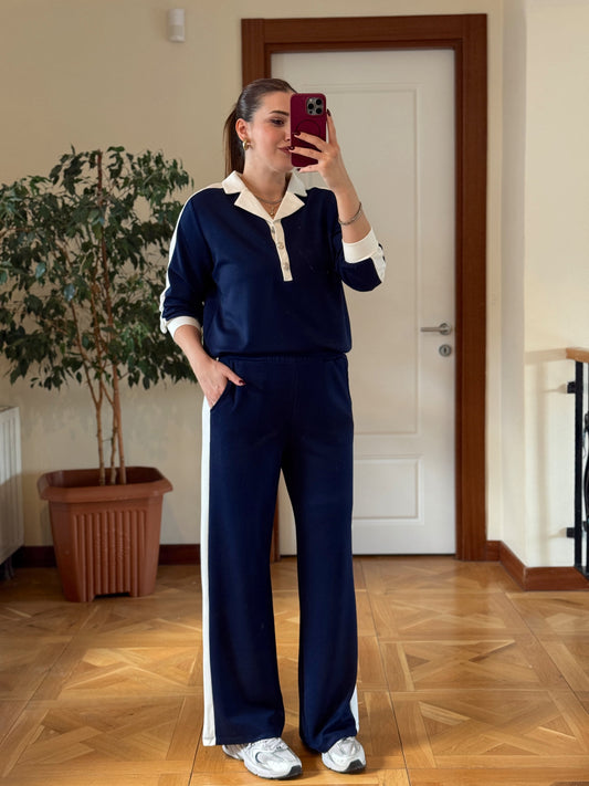 Denizci yaka modal takım LACİVERT