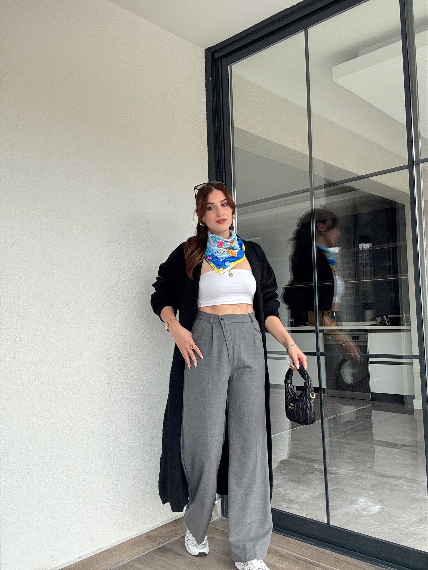 Şardonlu uzun hırka-SİYAH