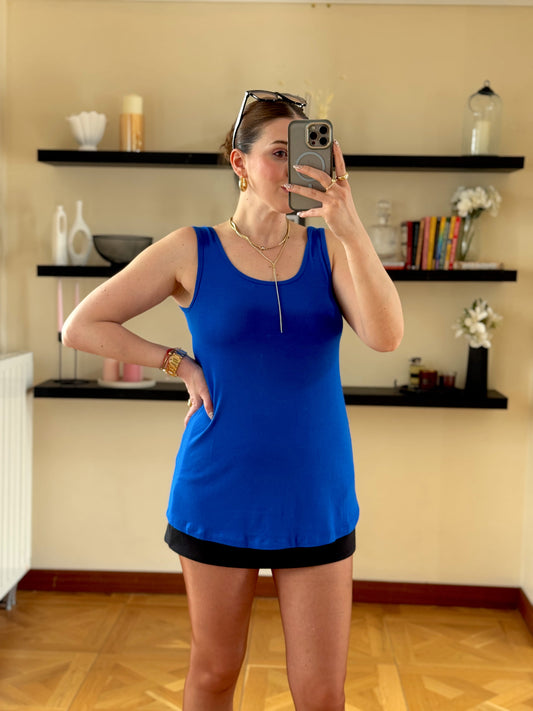 OYSH geniş yaka basic atlet Mavi