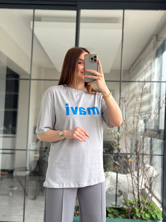 MV Baskılı Organik Tişört - GRİ