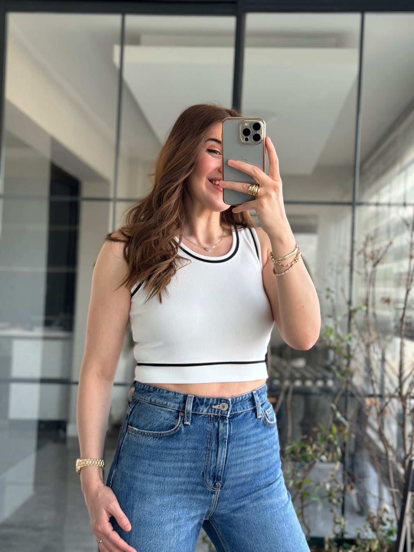Biyeli Crop Atlet BEYAZ