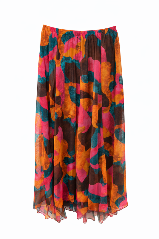 Etnik desen şifon astarlı etek Mix