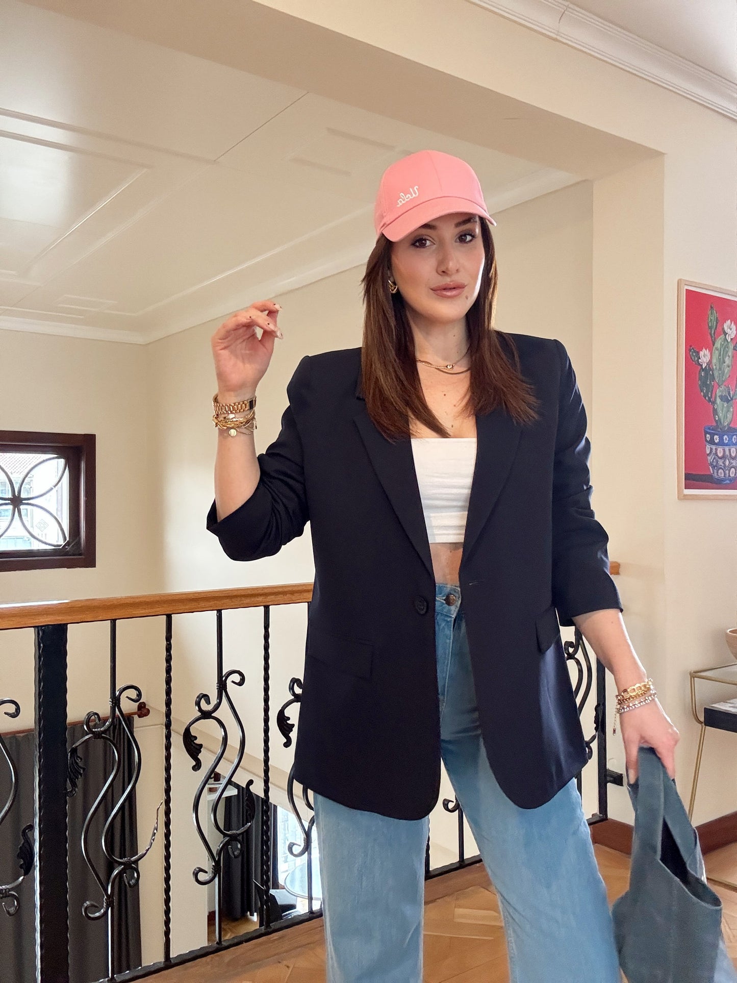 Tek düğme astarlı Naomi Ceket-LACİVERT