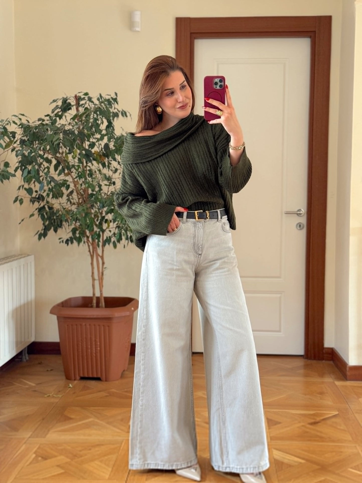 Degaje Yaka Bluz -HAKİ