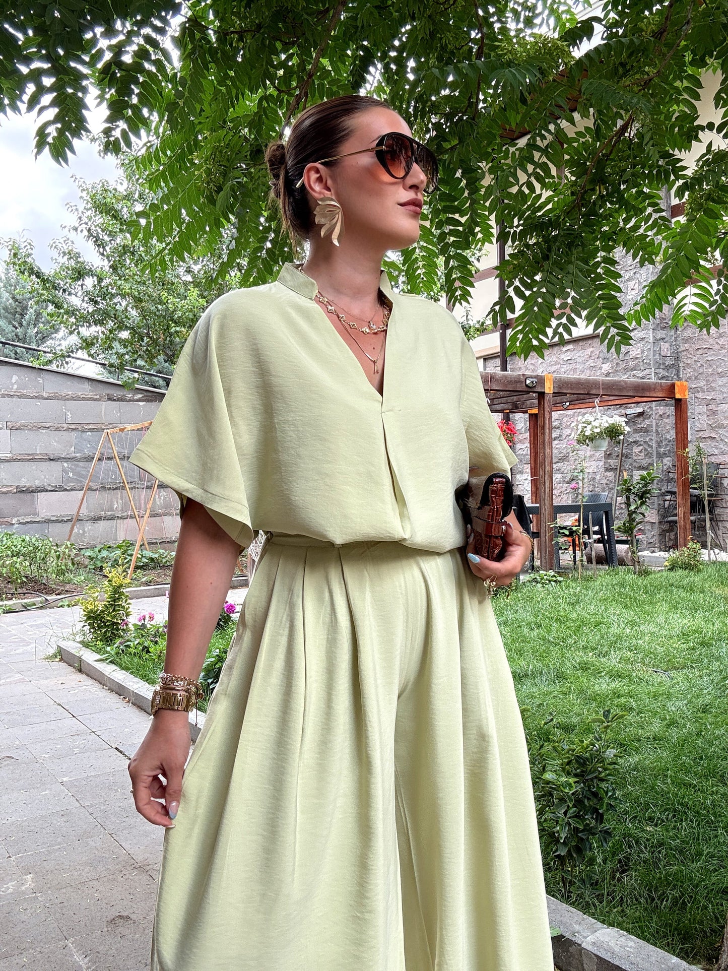 Oversize tensel ikili takım MİNT YEŞİLİ