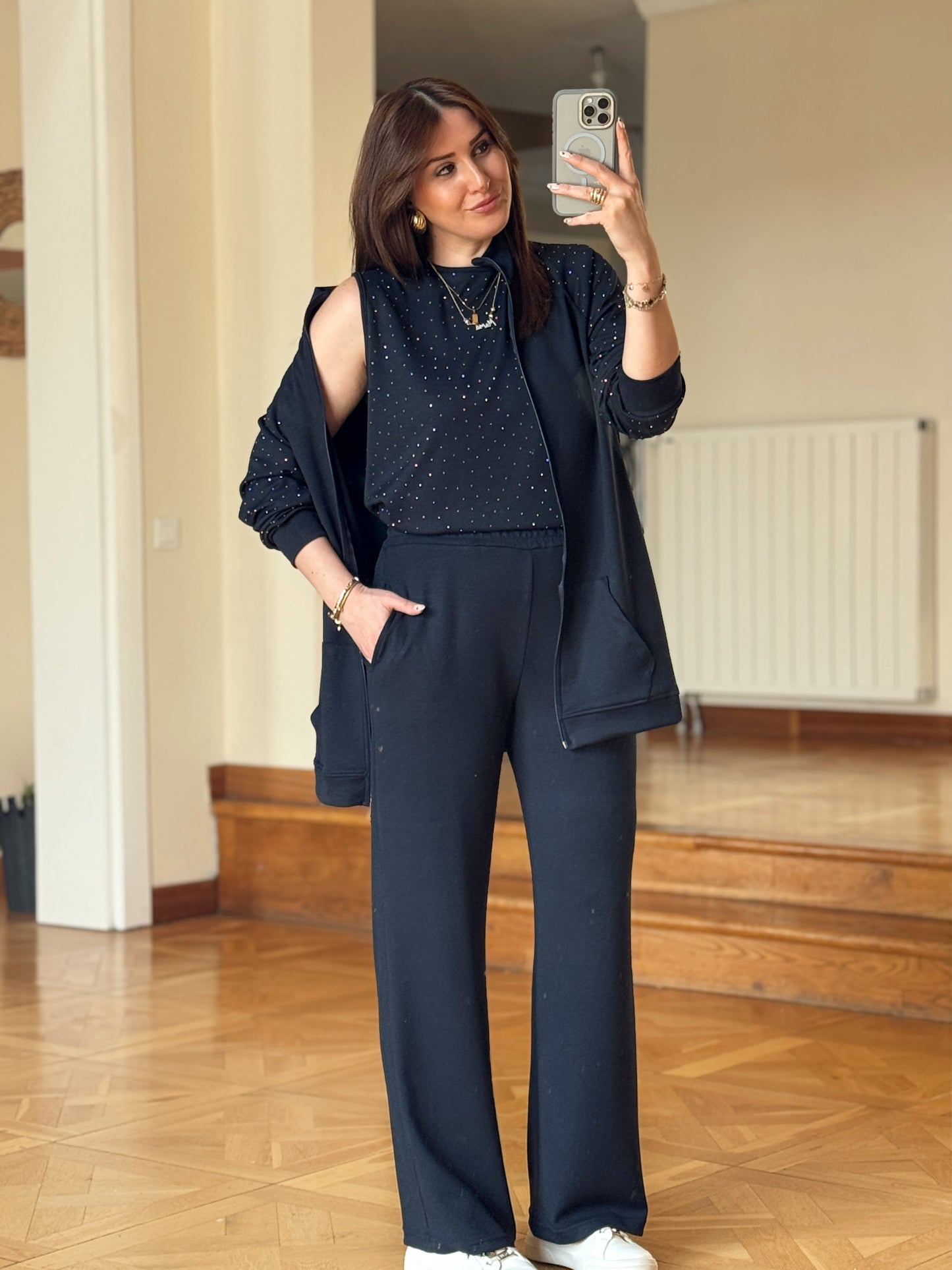 Üçlü Taşlı Oys Takım-LACİVERT