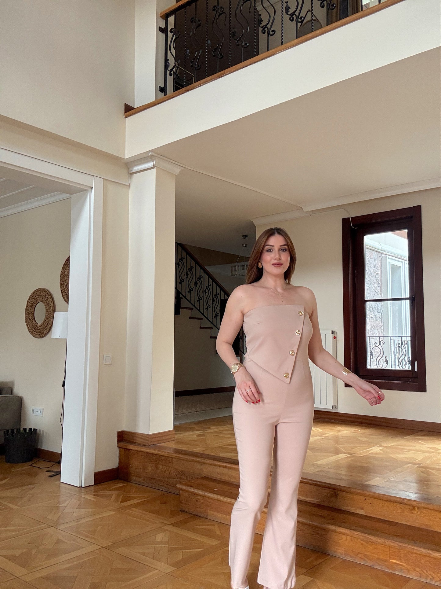 Bonoya gold tokalı sırtı lastikli tulum TAŞ