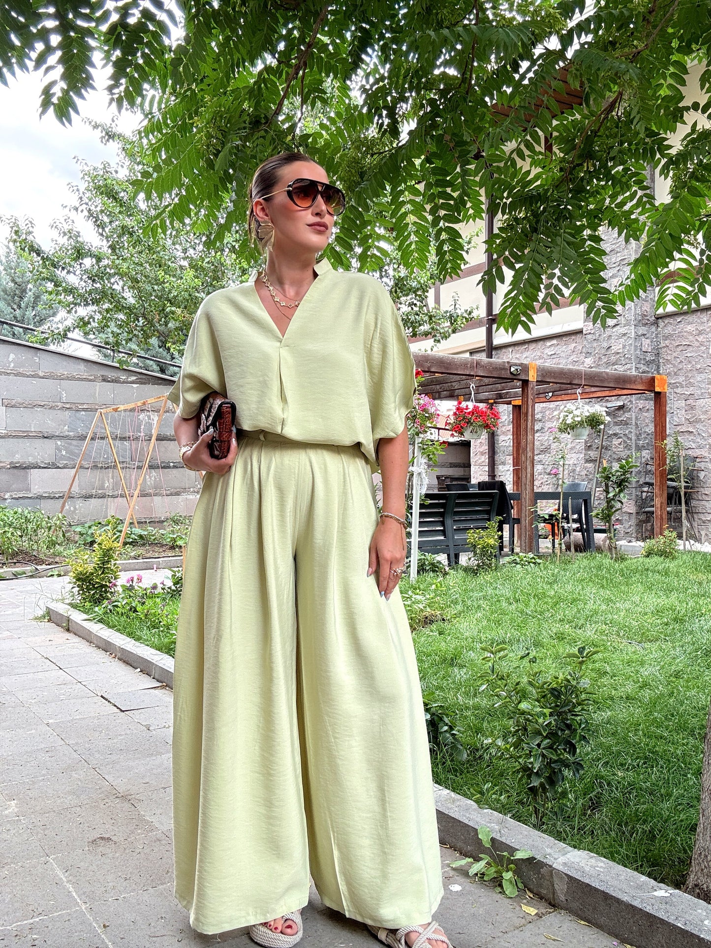 Oversize tensel ikili takım MİNT YEŞİLİ