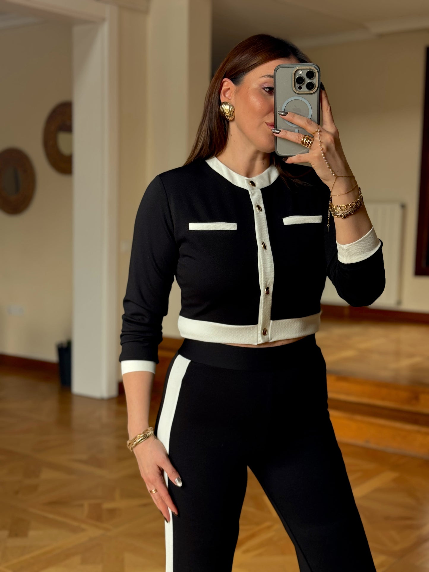 VENEDİK yanı şeritli takım SİYAH