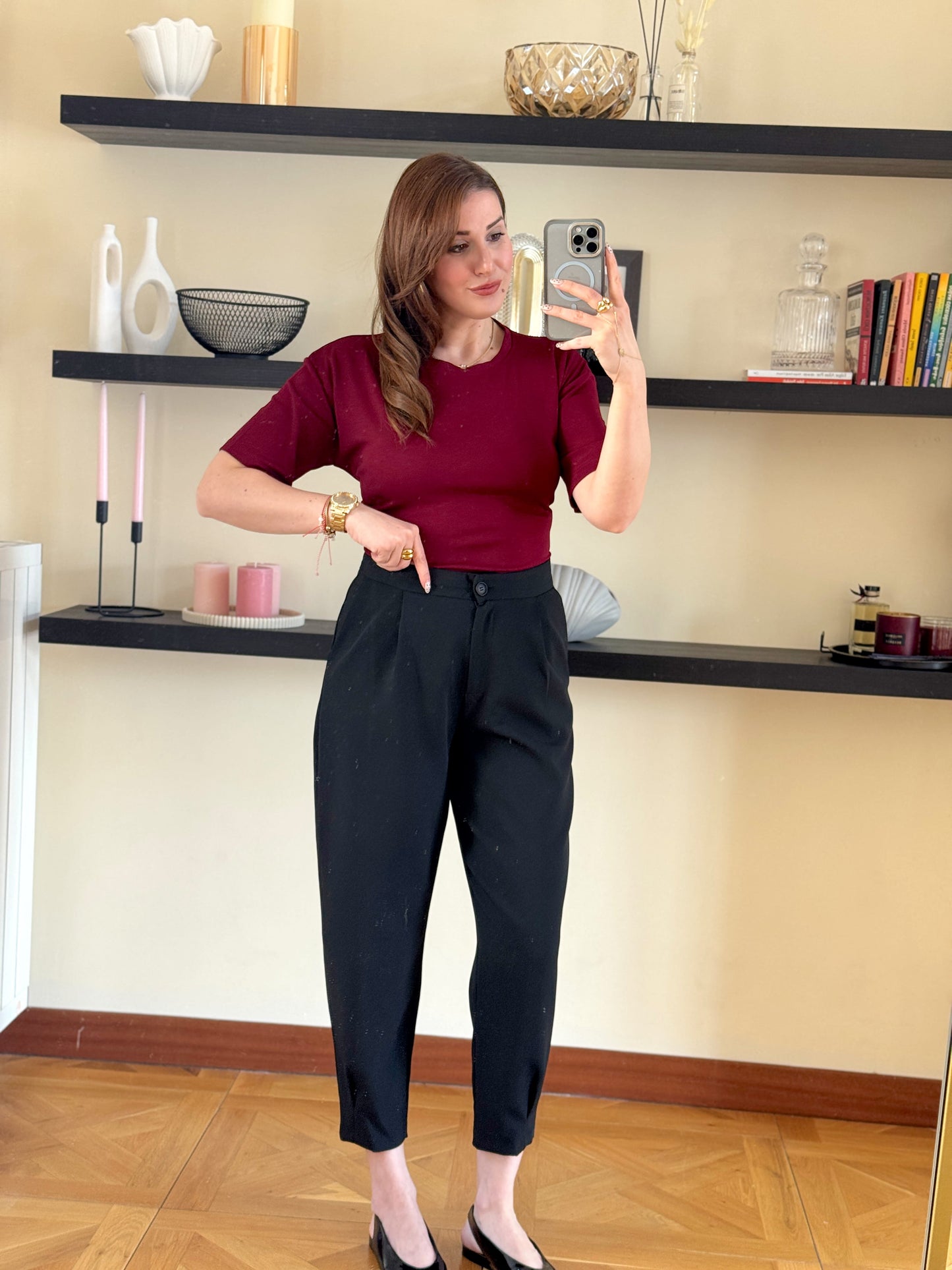 Arka bağlamalı Tişört Bordo