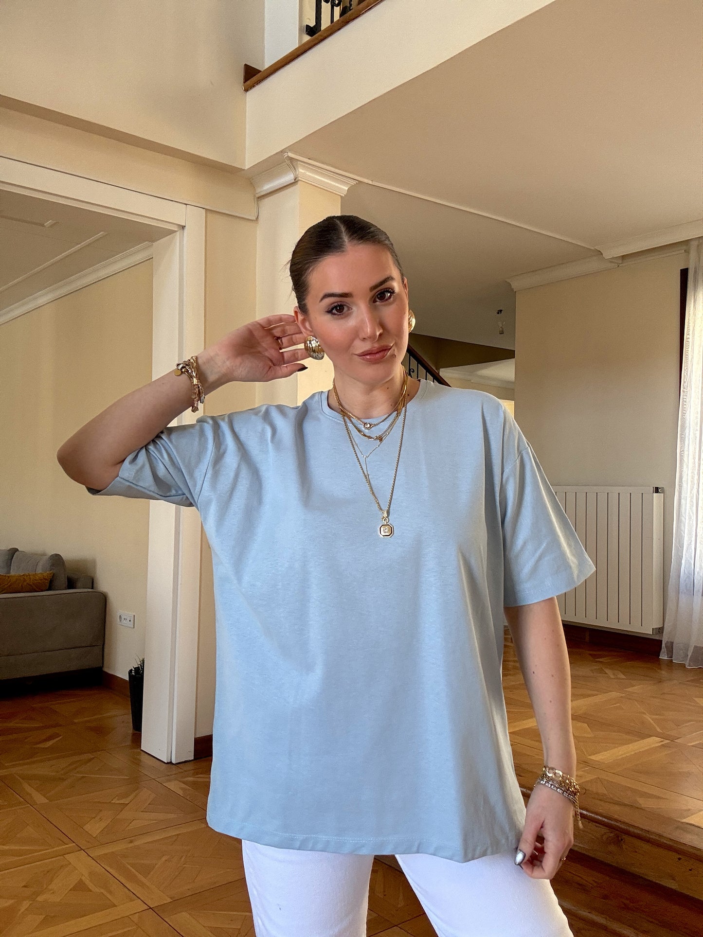 Oversize Tişört Bebe mavi