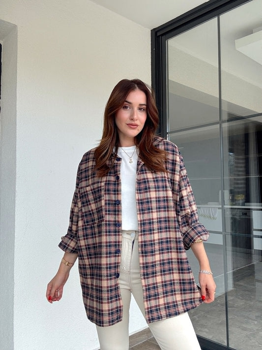 Oversize Oduncu gömlek Vizon