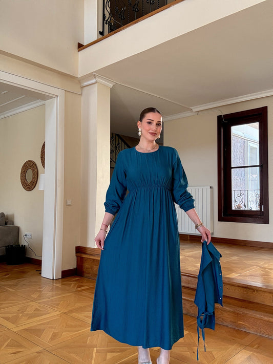 Bağlamalı iki parça tensel takım Petrol yeşili