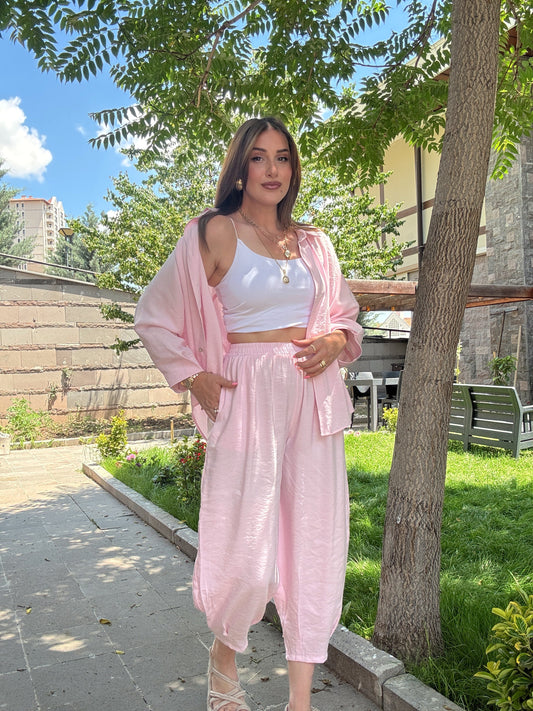 Aerobin Gömlek Pantolon takım Pembe