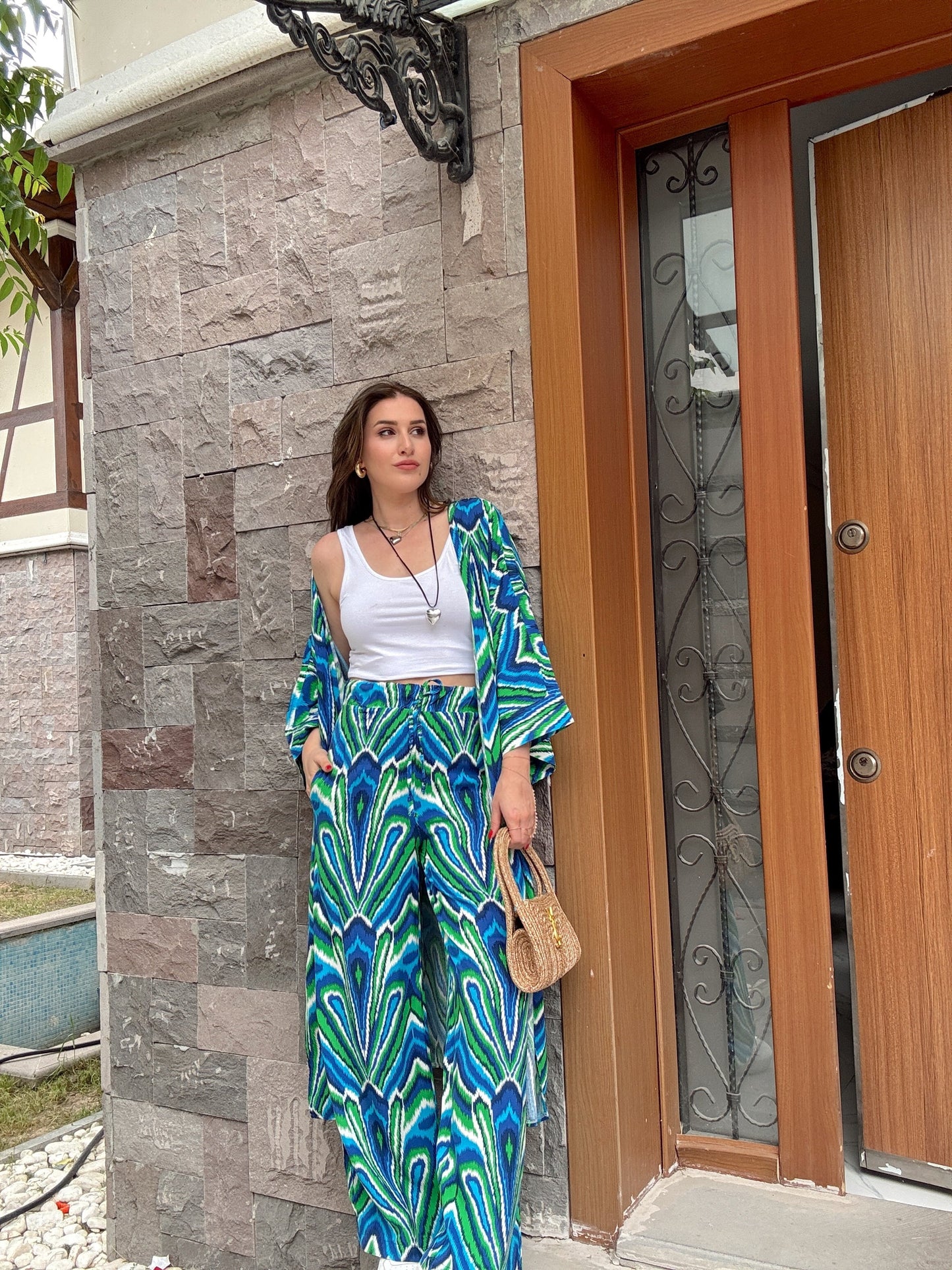 Desenli Kimono Takım Mix