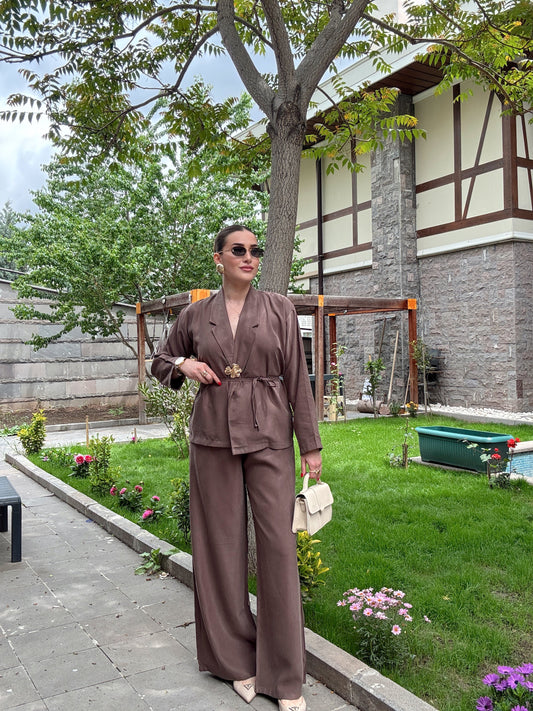 Gross Broşlu İkili Takım Kahve