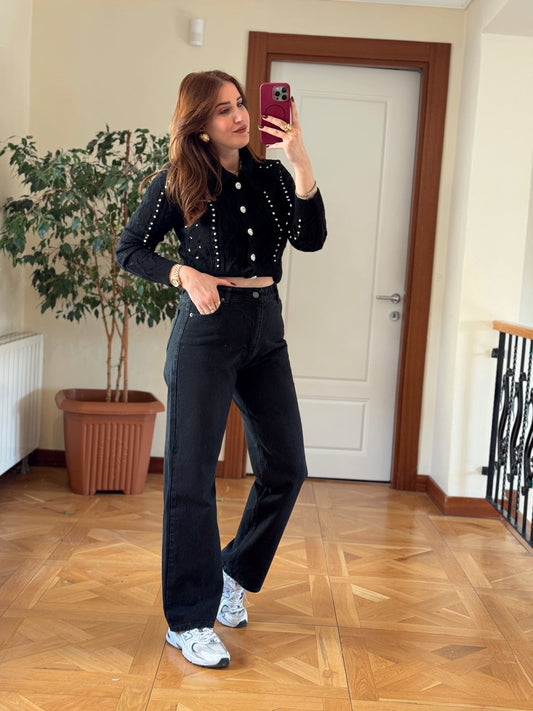 Palazzo kot pantolon-SİYAH