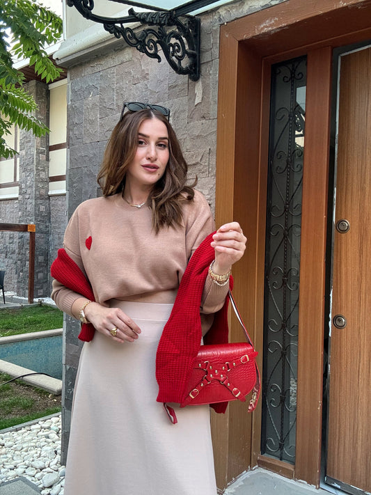 Kalp Aplikeli Crop Kazak - CAMEL
